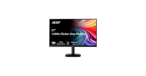 Acer 27 Inch Monitor- KB272-27 Inch FHD IPS (1920 x 1080) Display, Up to 120Hz Refresh Rate, 99% sRGB, Tilt, Adaptive-Sy